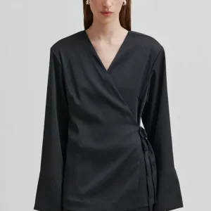Glari Wrap Shirt Black Sand