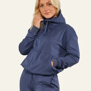 Jersey zip hoodie - Deep blue