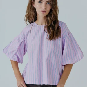 Emily SS Top Blue/Pink Stripe