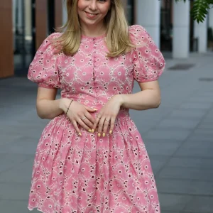 Broderie Anglaise Puffed Dress