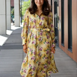 Satin Shirt Dress Sunflower Haze