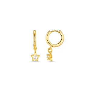 Crystal Star Charm Huggie Hoops