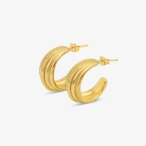 Ribbed Hoops Gold