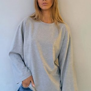 Alberte O-Neck Boxy Tee Grey Melange