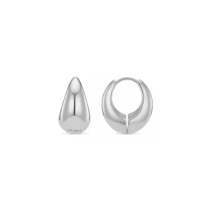 Polished Domed Taper Hoop Silver
