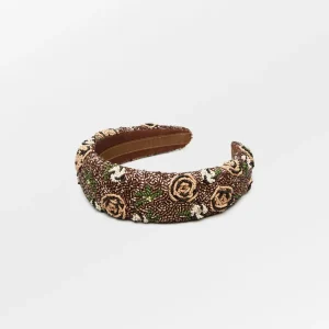 Florian Wide Beaded Hairbrace Cinnamon Brown