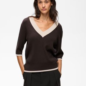 LeenahIW V-Neck Blouse Chocolate