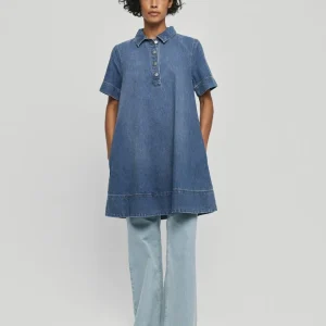 MSCHTuro Alena 2/4 Dress Mid Blue Wash