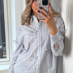 SLJoa Bow Striped Shirt White/Blue